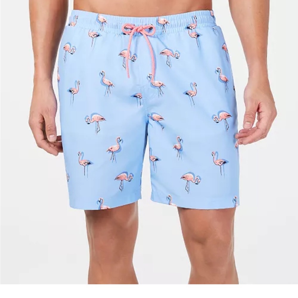 NWT Club Room Blue and Pink Flamingo Swim Trunks